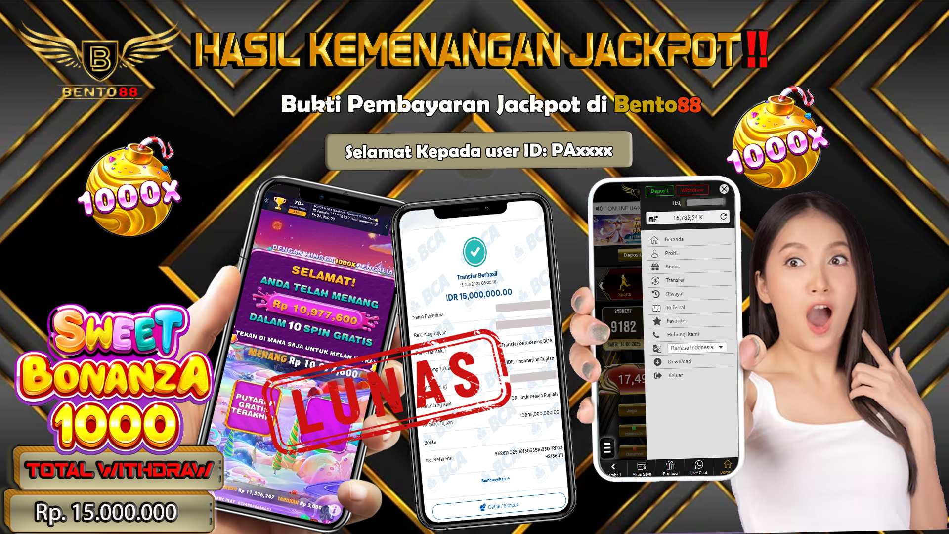 BENTO88 Jackpot Slot Rp 15,000,000 ~ Lunas