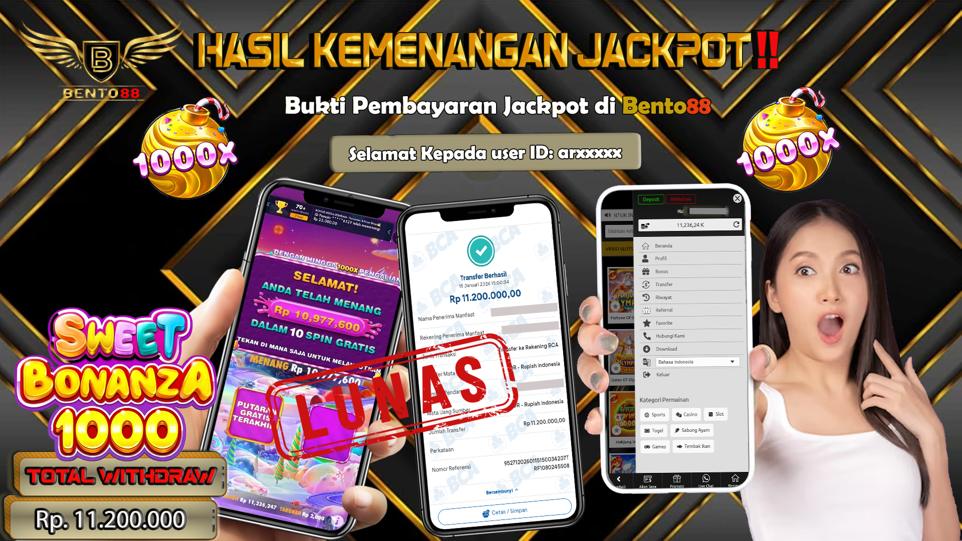 BENTO88 Jackpot Slot Rp 11,200,000 ~ Lunas