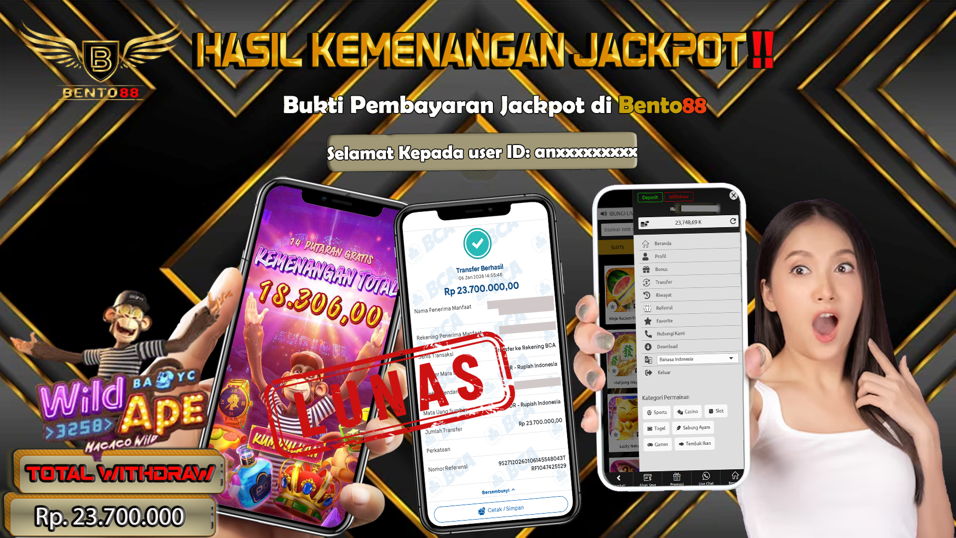 BENTO88 Jackpot Slot Rp 23,700,000 ~ Lunas