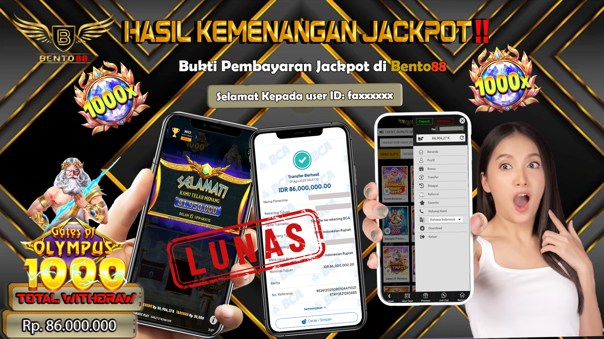 BENTO88 Jackpot Slot Rp 86,000,000 ~ Lunas