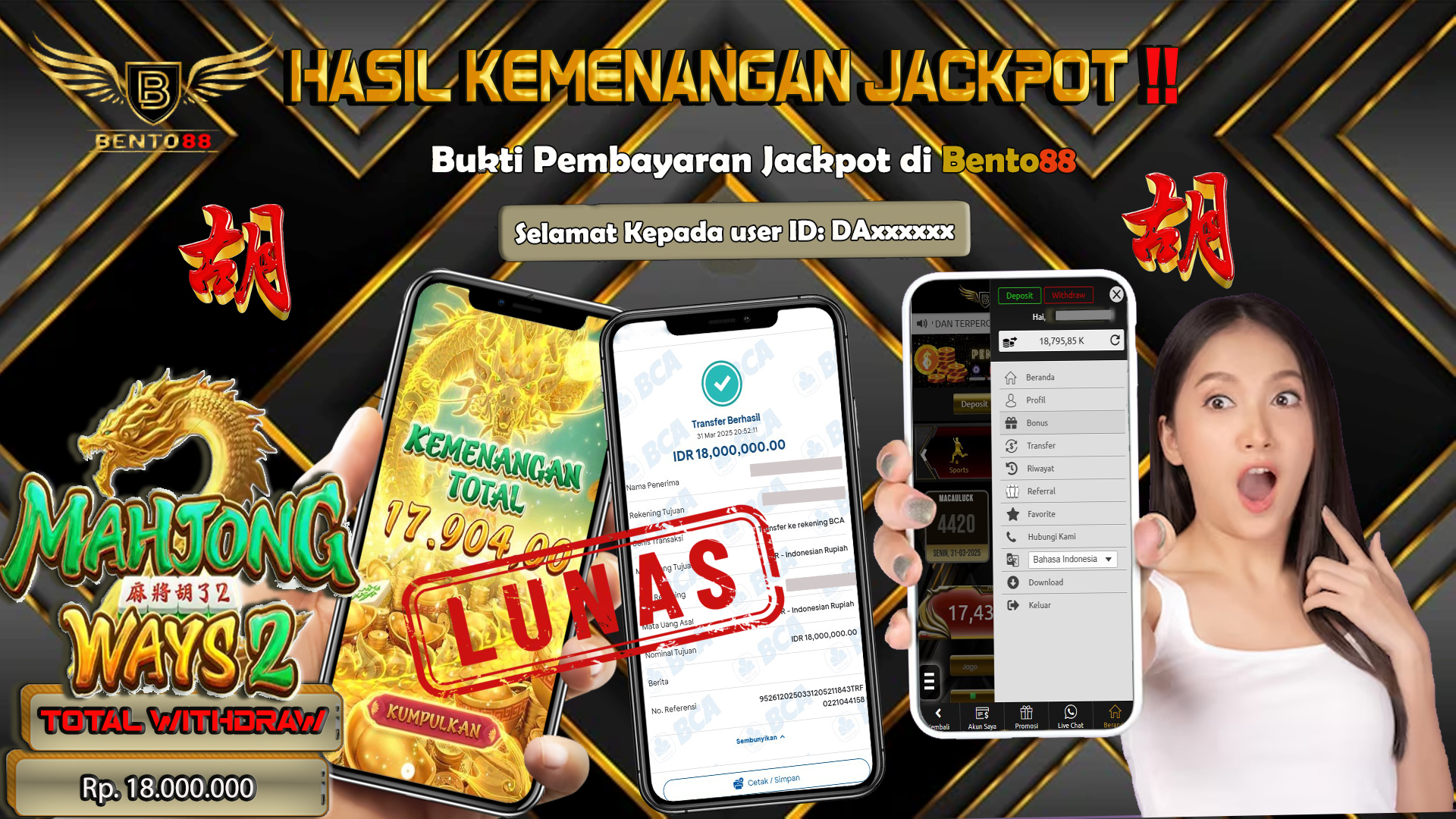 BENTO88 Jackpot Slot Rp 18,000,000 ~ Lunas (judul)