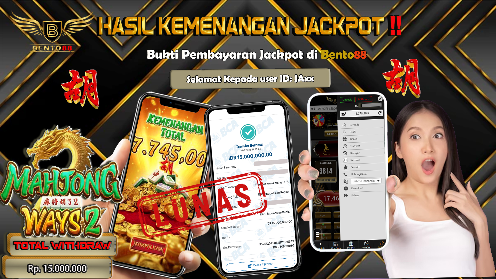 BENTO88 Jackpot Slot Rp 15,000,000 ~ Lunas