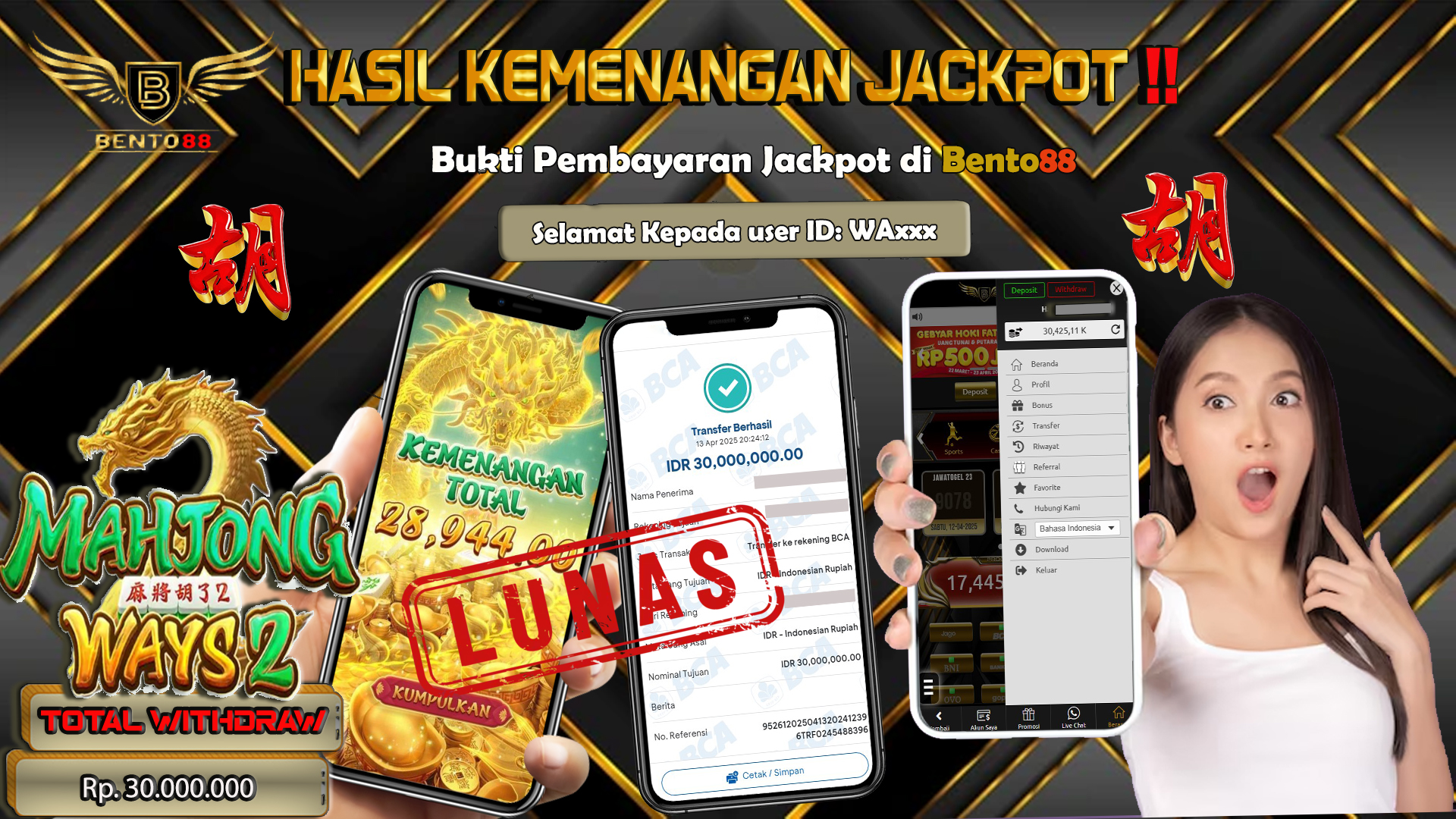 BENTO88 Jackpot Slot Rp 30,000,000 ~ Lunas