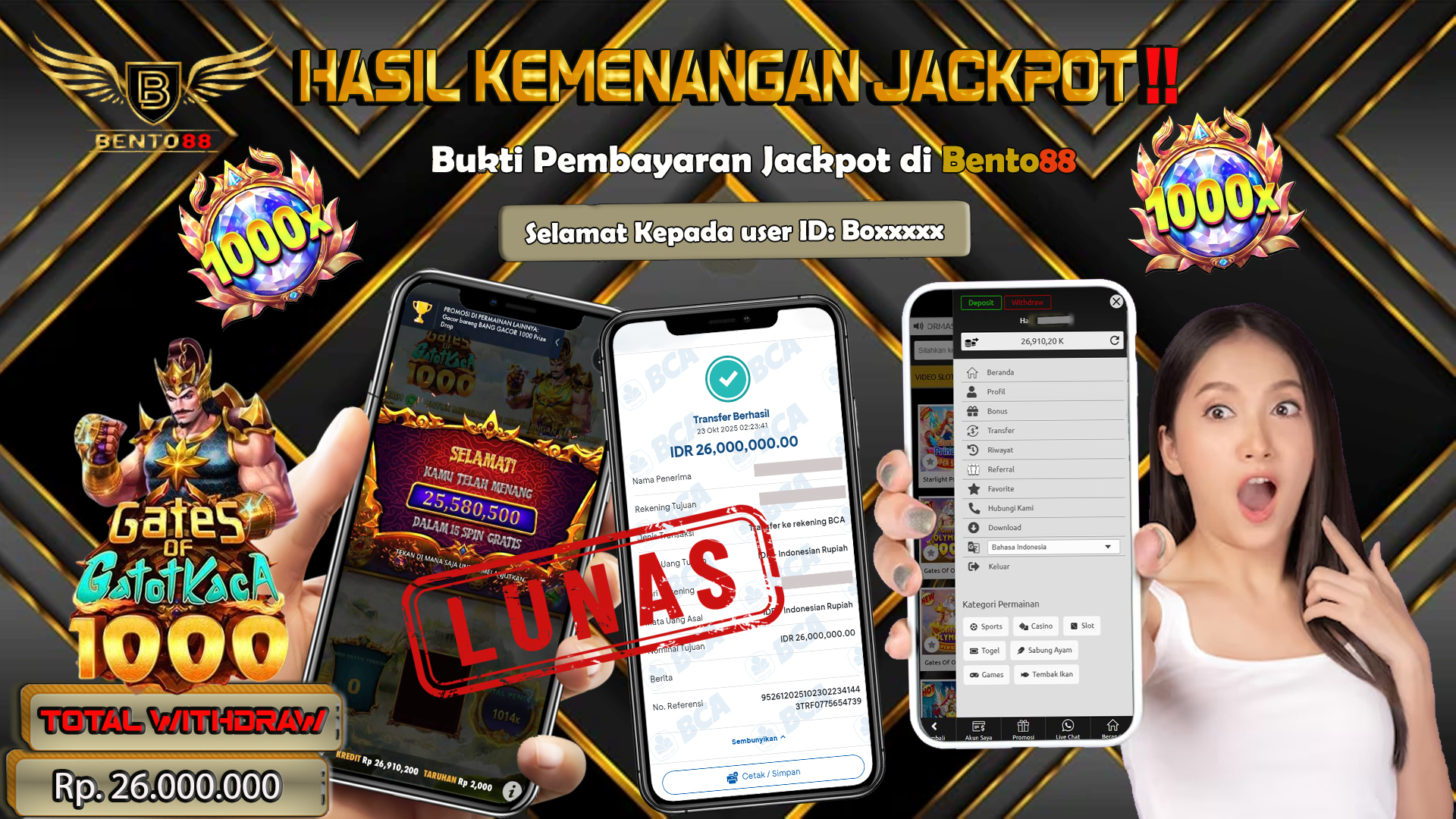 BENTO88 Jackpot Slot Rp 26,000,000 ~ Lunas