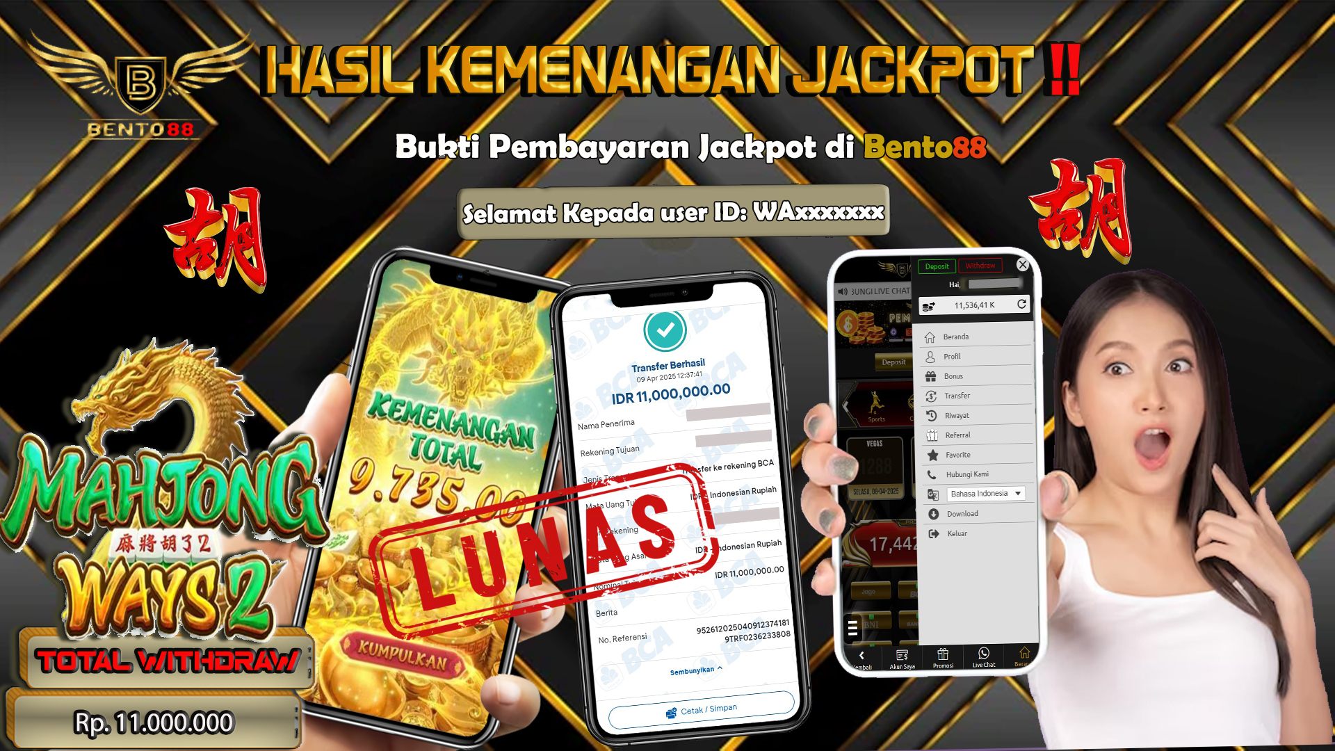 BENTO88 Jackpot Slot Rp 11,000,000 ~ Lunas