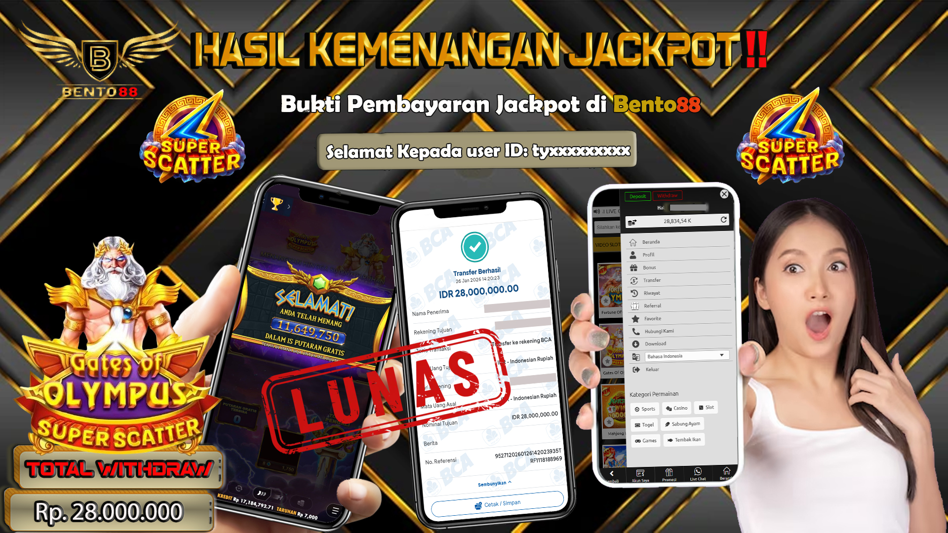 BENTO88 Jackpot Slot Rp 28,000,000 ~ Lunas