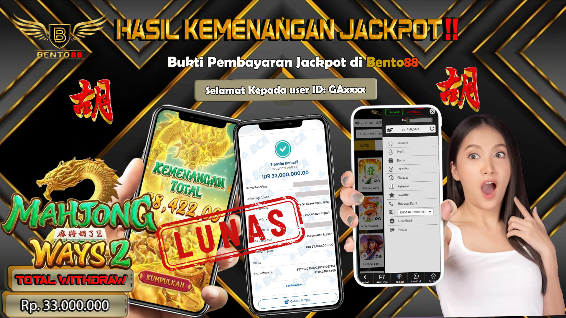 BENTO88 Jackpot Slot Rp 33,000,000 ~ Lunas