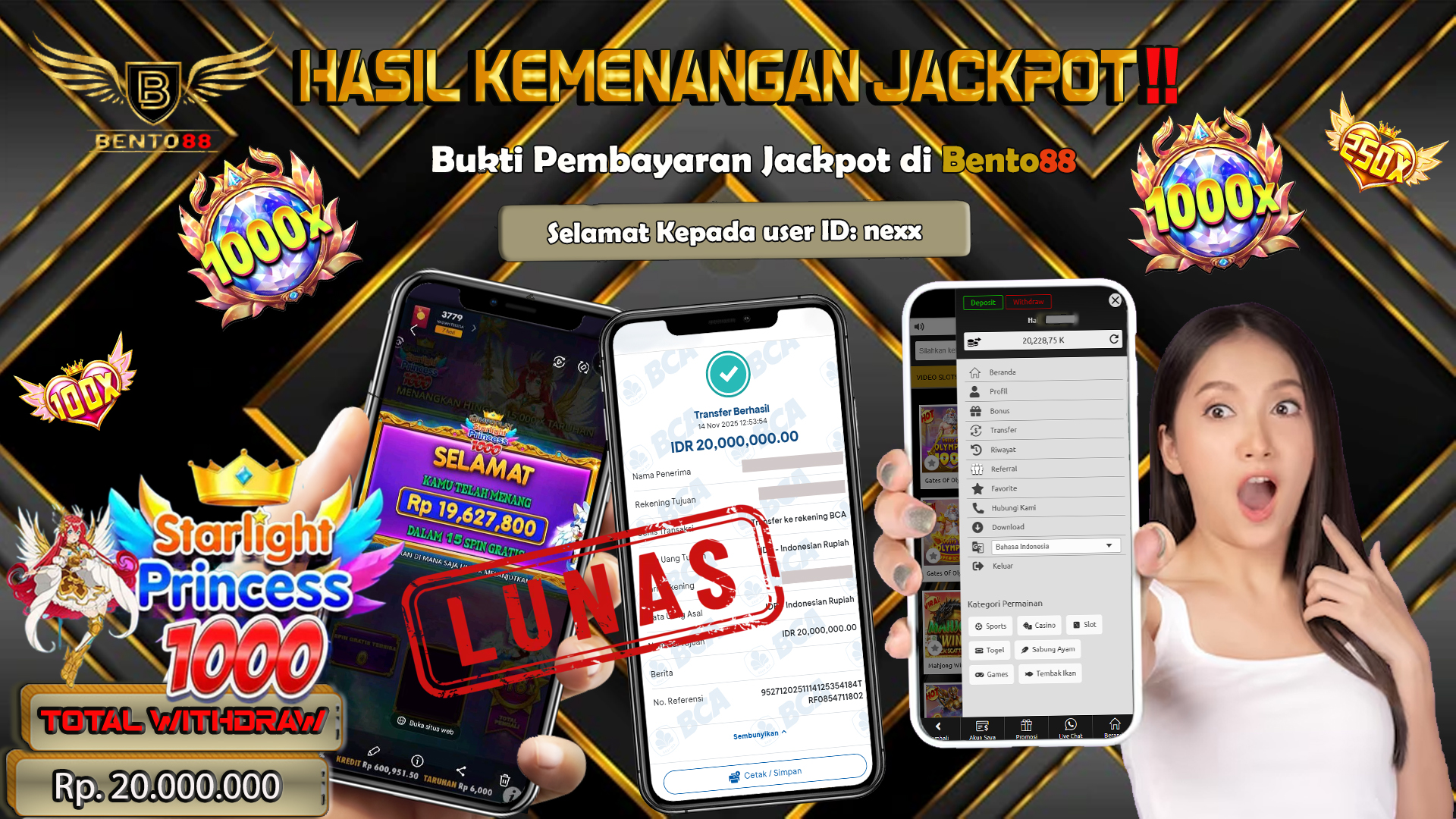 BENTO88 Jackpot Slot Rp 20,000,000 ~ Lunas
