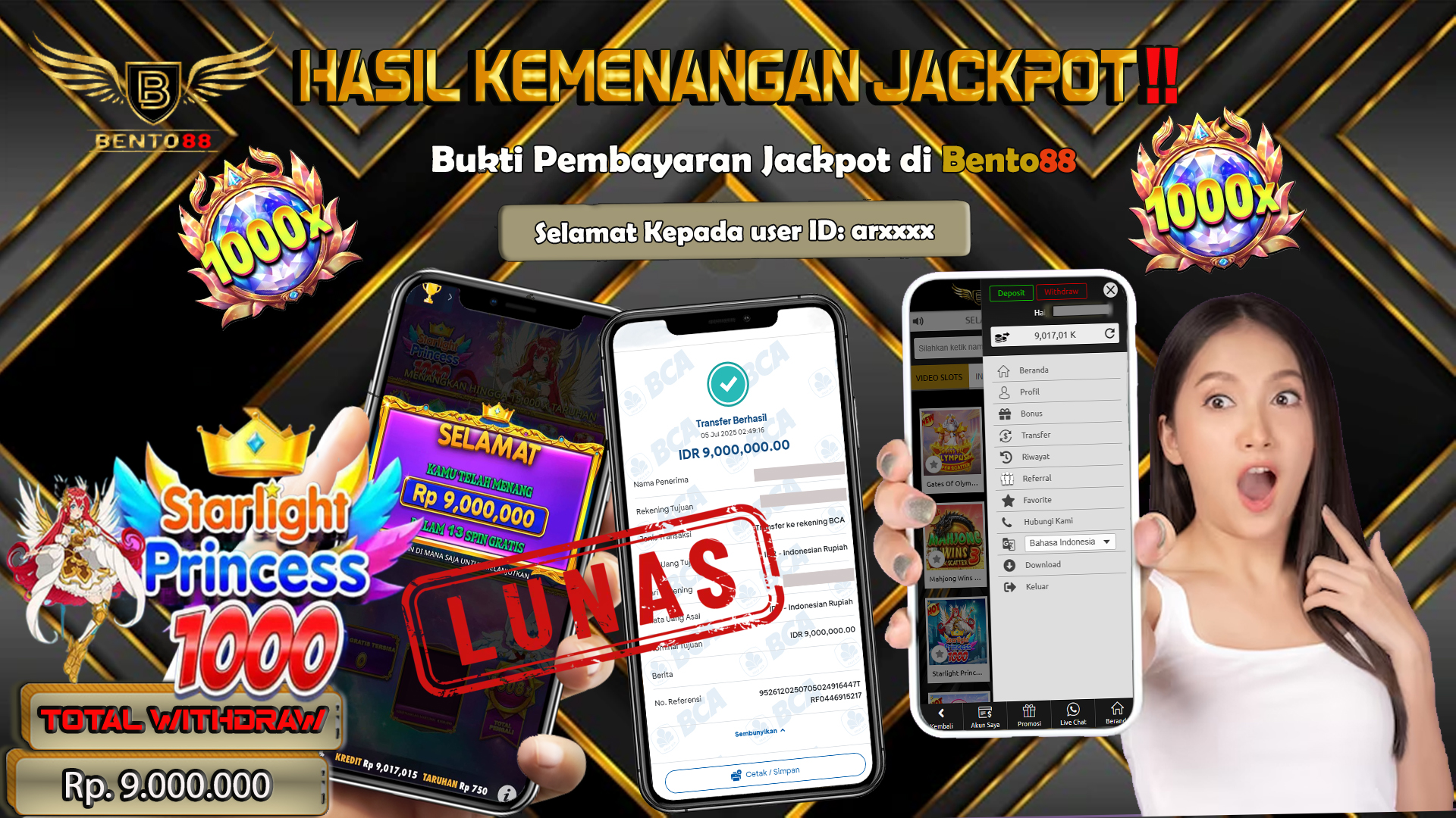 BENTO88 Jackpot Slot Rp 9,000,000 ~ Lunas