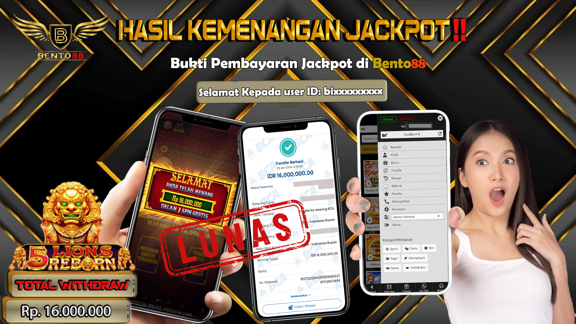 BENTO88 Jackpot Slot Rp 16,000,000 ~ Lunas