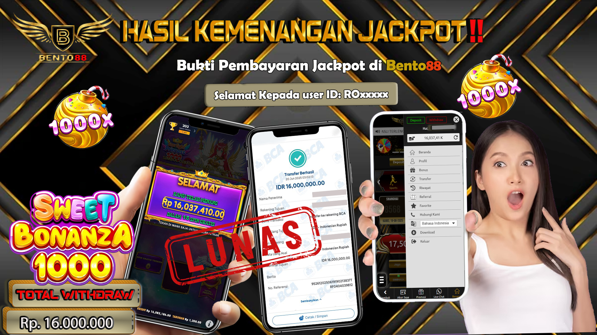 BENTO88 Jackpot Slot Rp 16,000,000 ~ Lunas