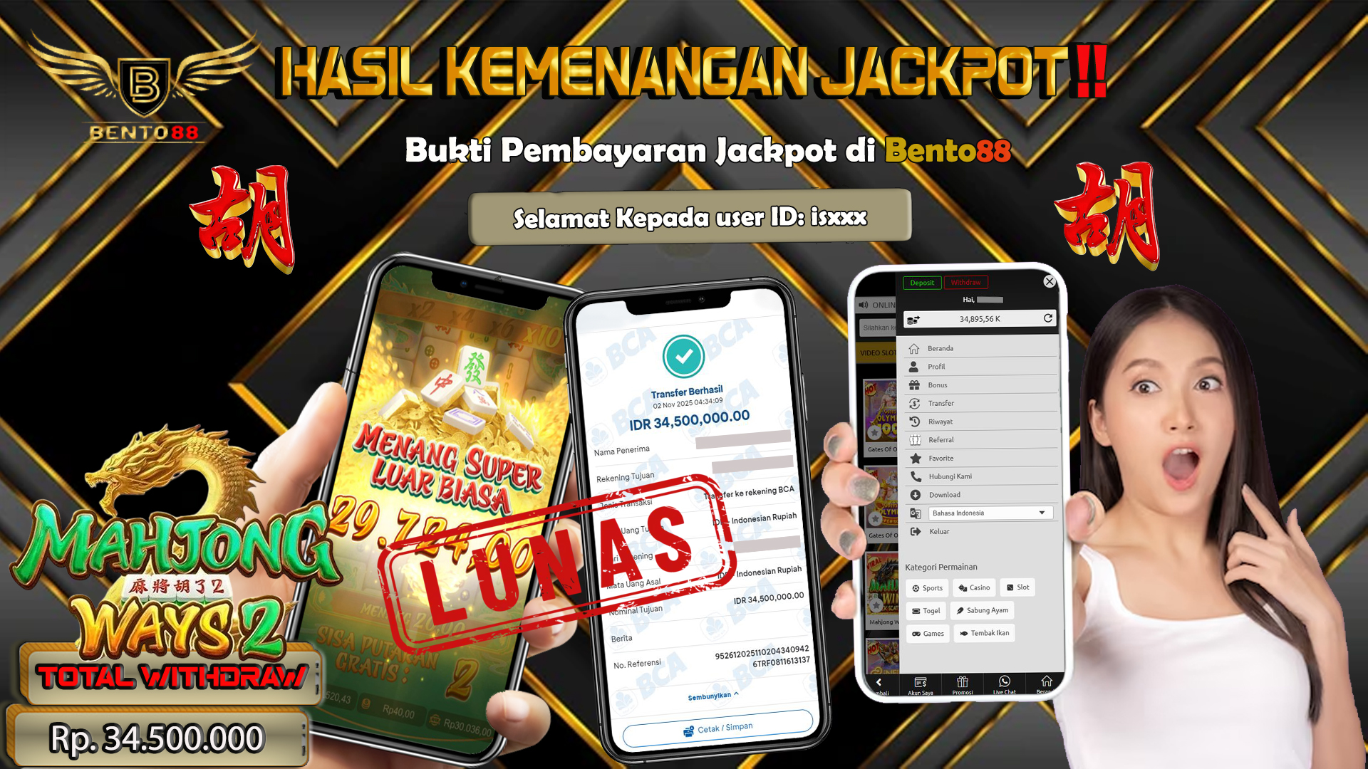 BENTO88 Jackpot Slot Rp 34,500,000 ~ Lunas