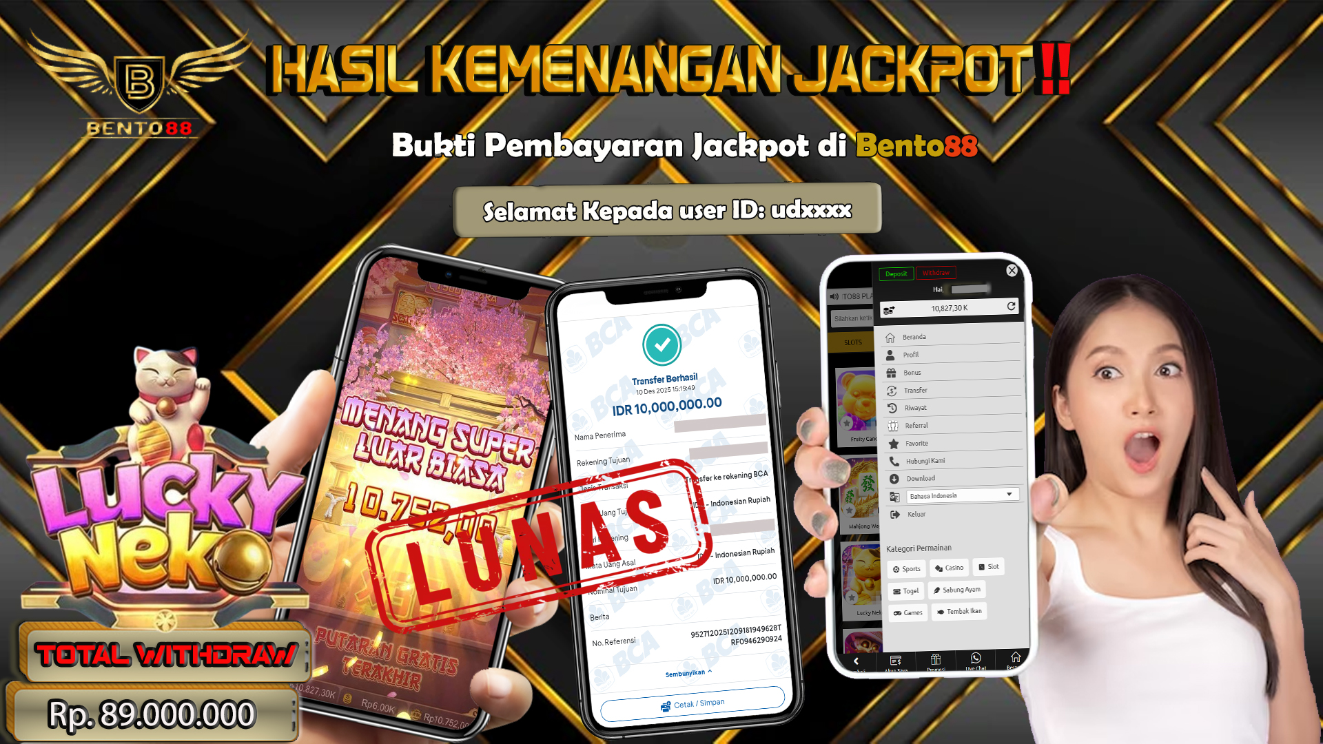 BENTO88 Jackpot Slot Rp 10,000,000 ~ Lunas