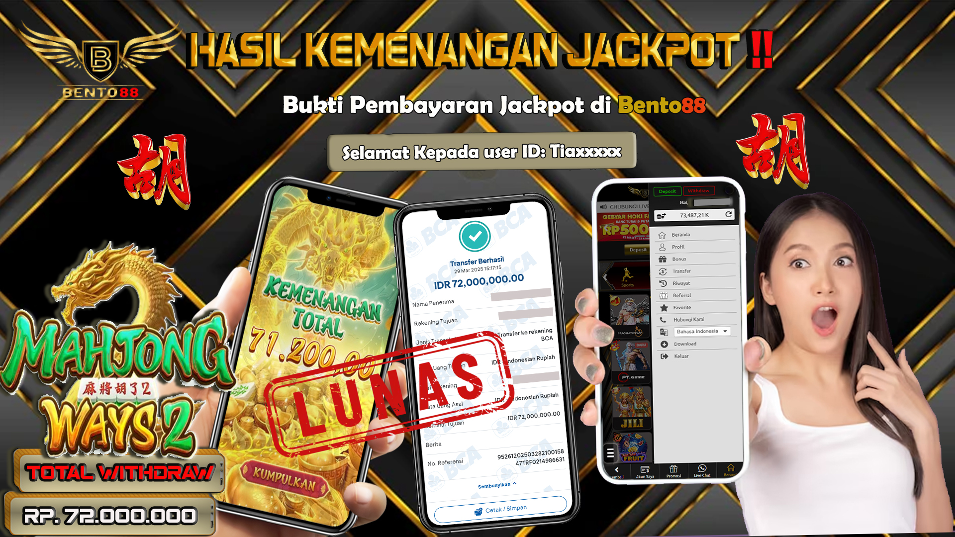 BENTO88 Jackpot Slot Rp 72,000,000 ~ Lunas