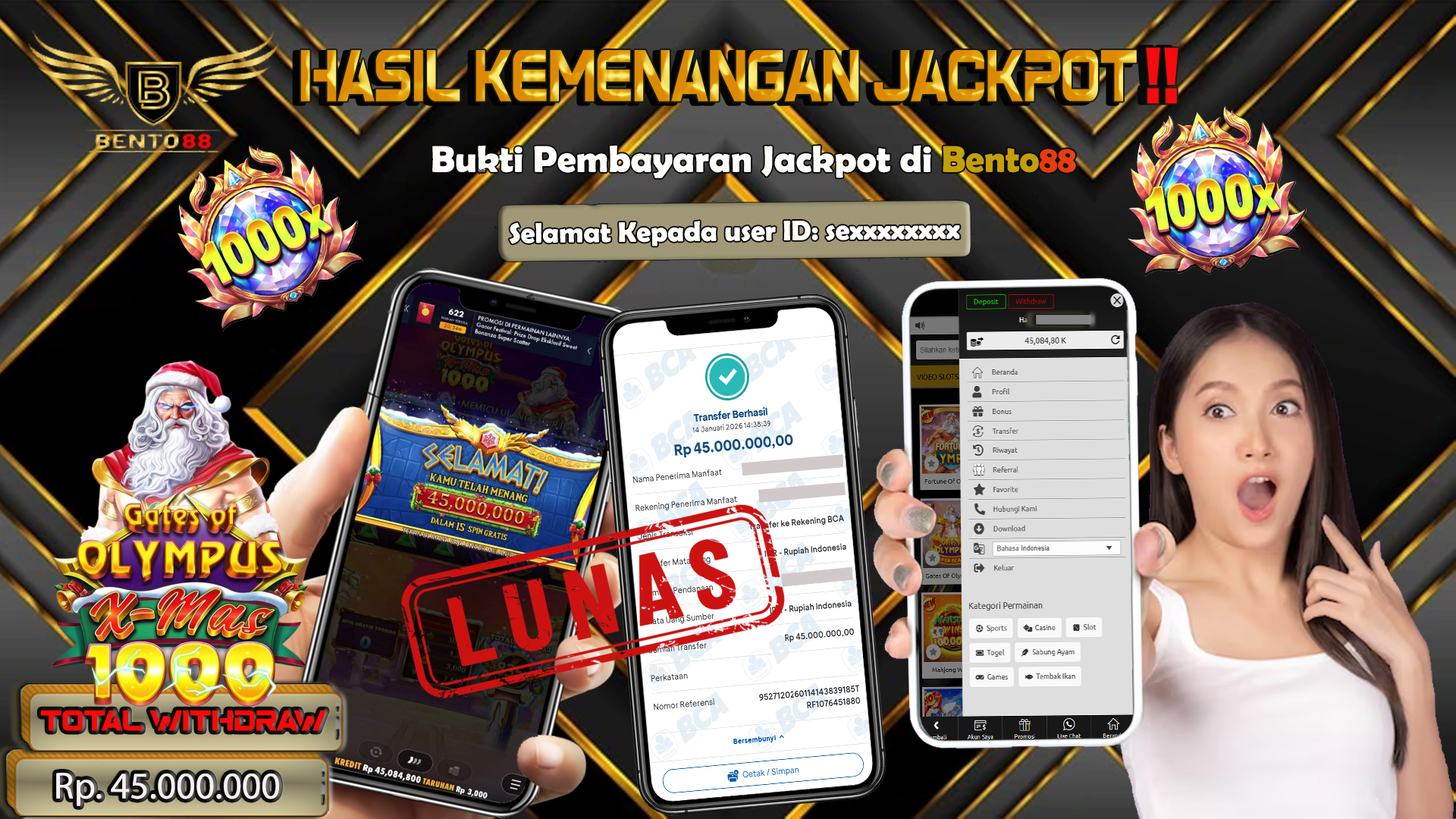 BENTO88 Jackpot Slot Rp 45,000,000 ~ Lunas