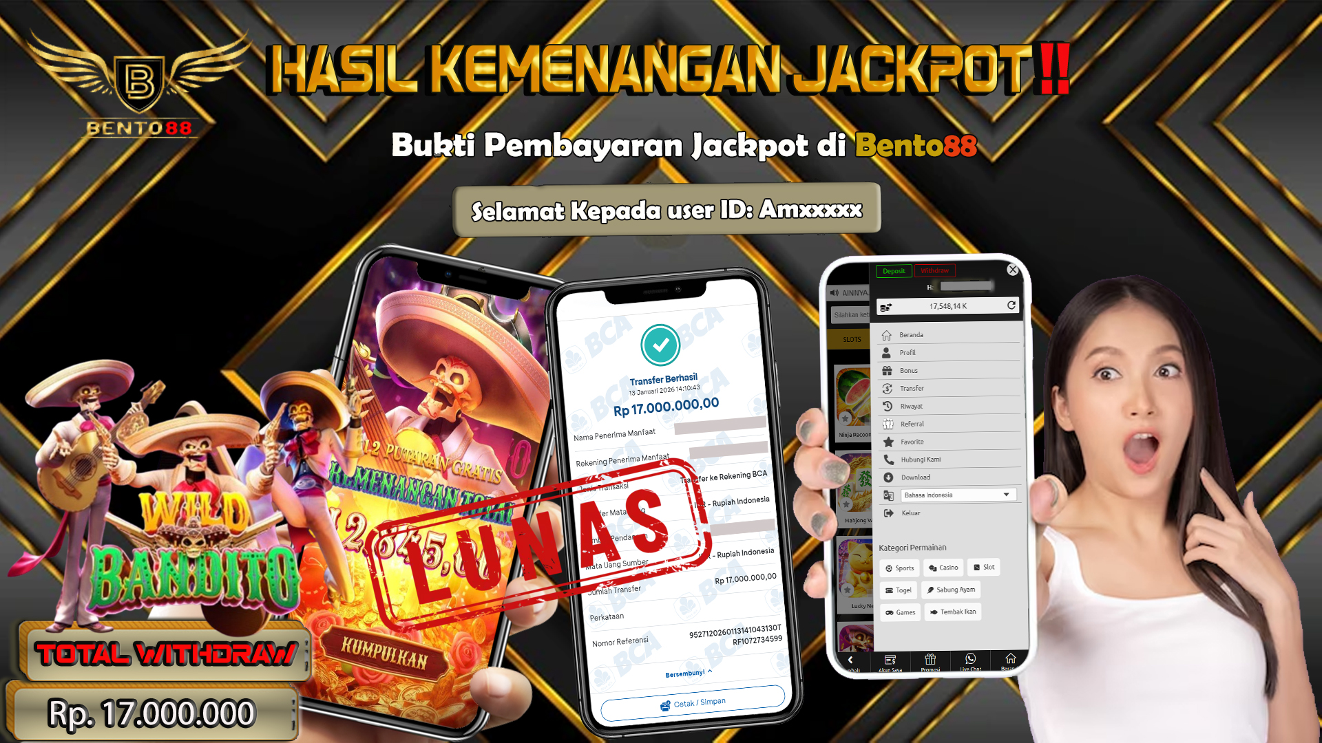 BENTO88 Jackpot Slot Rp 17,000,000 ~ Lunas