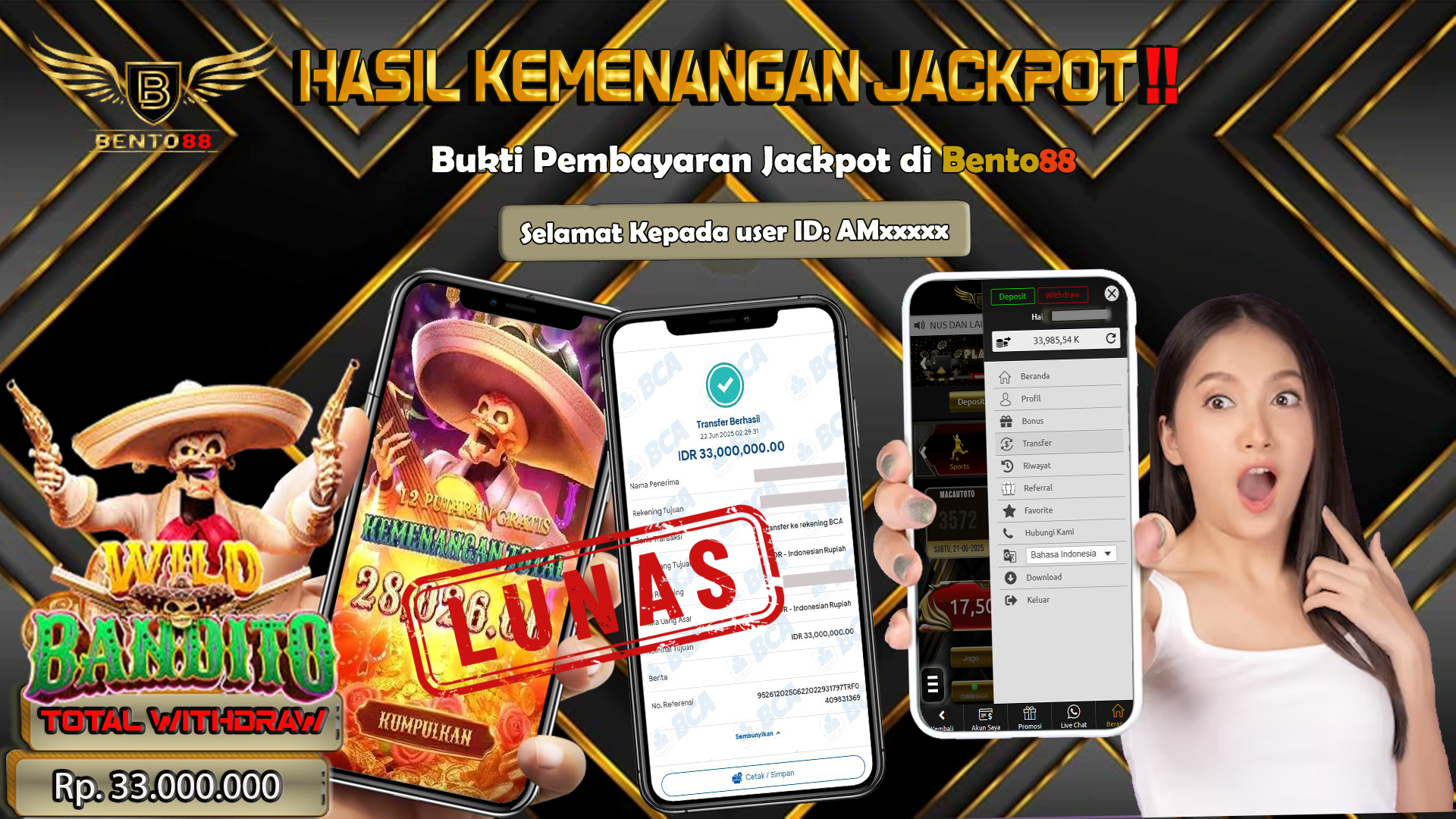 BENTO88 Jackpot Slot Rp 33,000,000 ~ Lunas