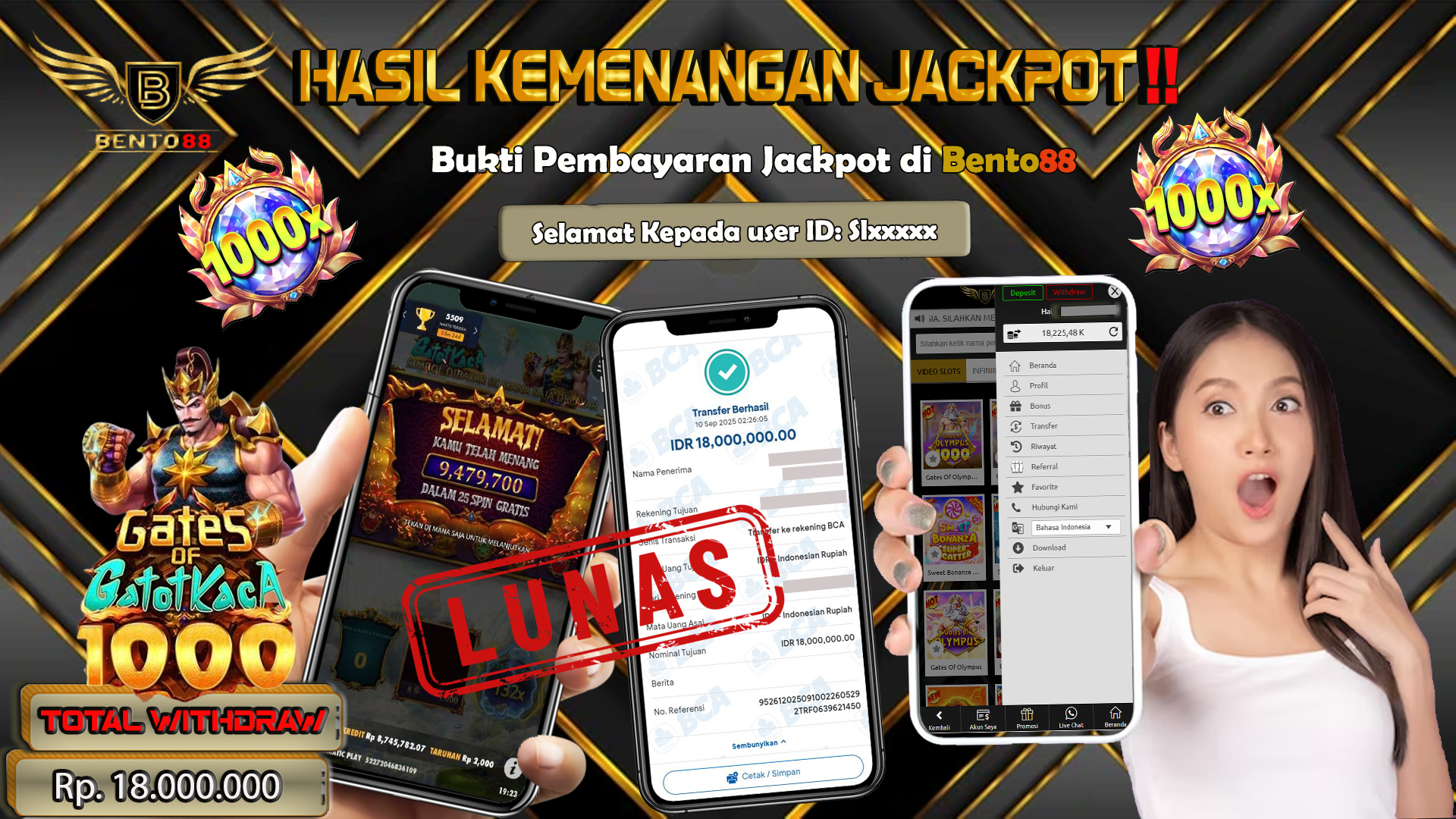 BENTO88 Jackpot Slot Rp 18,000,000 ~ Lunas