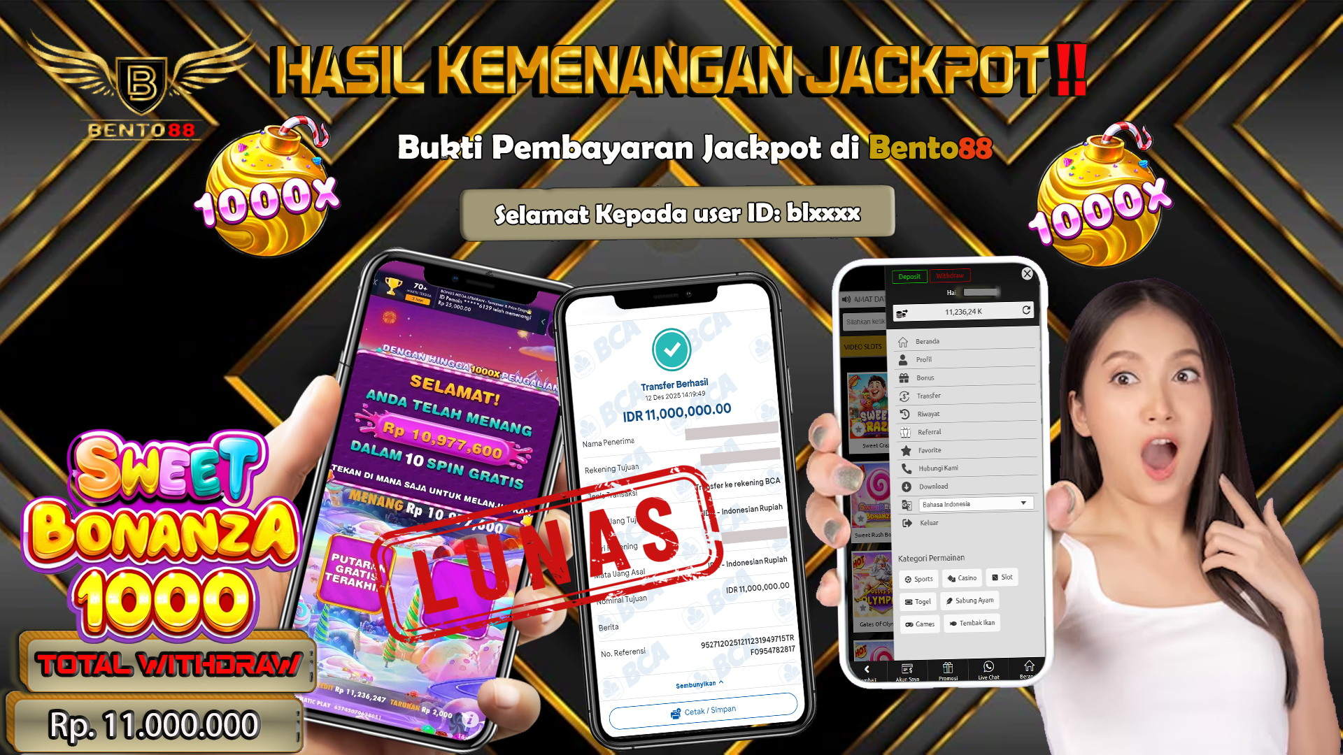 BENTO88 Jackpot Slot Rp 11,000,000 ~ Lunas