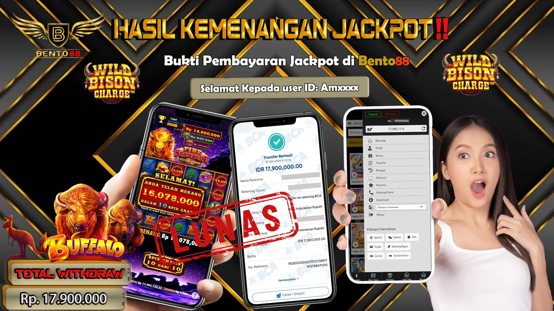 BENTO88 Jackpot Slot Rp 17,900,000 ~ Lunas