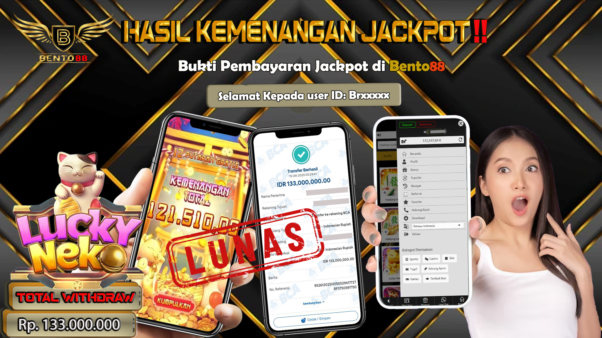 BENTO88 Jackpot Slot Rp 133,000,000 ~ Lunas