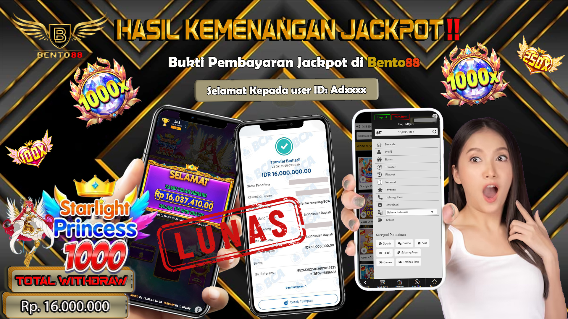 BENTO88 Jackpot Slot Rp 16,000,000 ~ Lunas